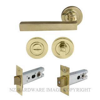 WINDSOR 8227 PB FEDERAL 52MM ROSE HANDLE PRIVACY SET POLISHED BRASS-LACQUERED