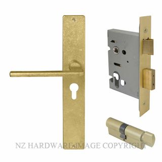 WINDSOR 8299 RLB CHALET LONGPLATE E48 ENTRANCE SET RUMBLED BRASS