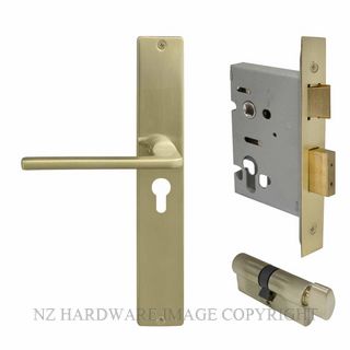 WINDSOR 8299 USB CHALET LONGPLATE E48 ENTRANCE SET UNLACQUERED SATIN BRASS