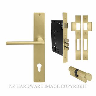 WINDSOR 8300 MSB CHALET LONGPLATE E85 ENTRANCE SET MATT SATIN BRASS