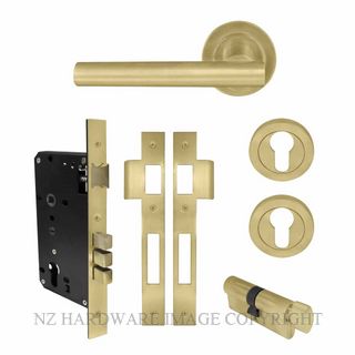 WINDSOR 8209 MSB CHARLESTON 52MM ROUND ROSE E85 EURO LOCKSET MATT SATIN BRASS