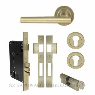 WINDSOR 8209 USB CHARLESTON 52MM ROUND ROSE E85 EURO LOCKSET UNLACQUERED SATIN BRASS