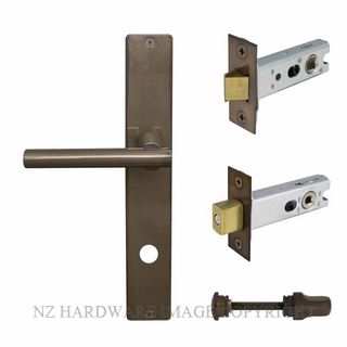 WINDSOR 8272 AB CHARLESTON SQUARE LONGPLATE PRIVACY SET ANTIQUE BRONZE