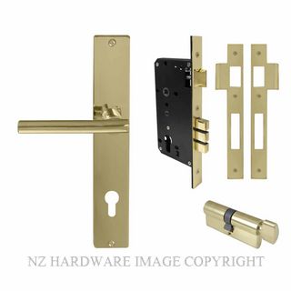 WINDSOR 8274 PB CHARLESTON SQUARE LONGPLATE E85 EURO LOCKSET POLISHED BRASS-LACQUERED