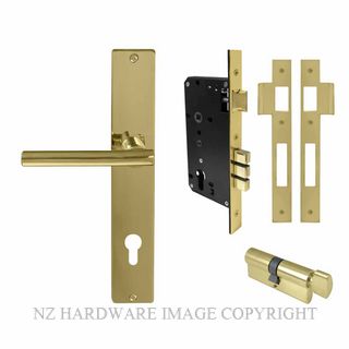 WINDSOR 8274 UB CHARLESTON SQUARE LONGPLATE E85 EURO LOCKSET UNLACQUERED BRASS