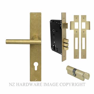 WINDSOR 8274 RLB CHARLESTON SQUARE LONGPLATE E85 EURO LOCKSET RUMBLED BRASS