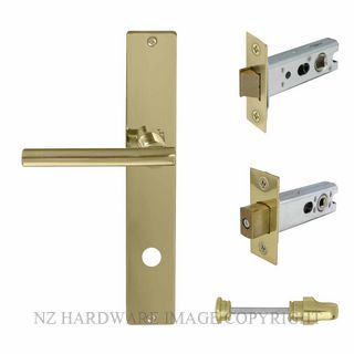 WINDSOR 8272 PB CHARLESTON SQUARE LONGPLATE PRIVACY SET POLISHED BRASS-LACQUERED