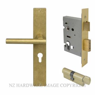 WINDSOR 8273 RLB CHARLESTON SQUARE LONGPLATE E48 EURO LOCKSET RUMBLED BRASS