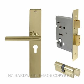 WINDSOR 8273 PB CHARLESTON SQUARE LONGPLATE E48 EURO LOCKSET POLISHED BRASS-LACQUERED