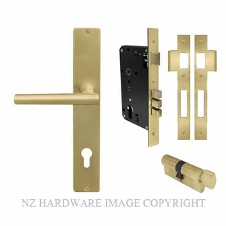 WINDSOR 8274 MSB CHARLESTON SQUARE LONGPLATE E85 EURO LOCKSET MATT SATIN BRASS