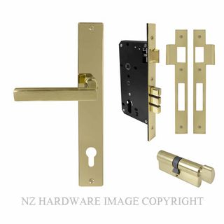 WINDSOR 8288 PB FEDERAL LONGPLATE E85 ENTRANCE SET POLISHED BRASS-LACQUERED