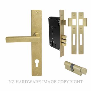 WINDSOR 8288 RLB FEDERAL LONGPLATE E85 ENTRANCE SET RUMBLED BRASS