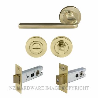 WINDSOR 8217 PB CHALET 52MM ROUND ROSE PRIVACY SET POLISHED BRASS-LACQUERED