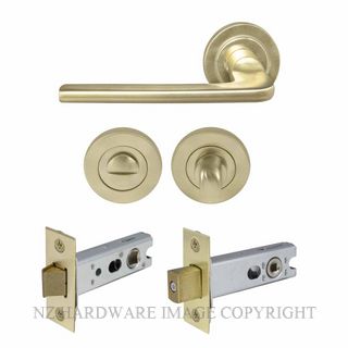 WINDSOR 8217 USB CHALET 52MM ROUND ROSE PRIVACY SET UNLACQUERED SATIN BRASS