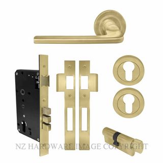 WINDSOR 8219 MSB CHALET 52MM ROUND ROSE E85 LOCKSET MATT SATIN BRASS