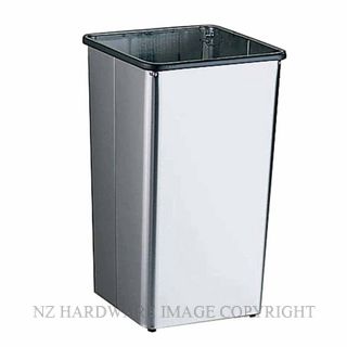 INDENT BOBRICK B2280 FLOOR STANDING OPEN TOP BIN SATIN STAINLESS