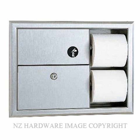 INDENT BOBRICK B3094 RECESSED SANITARY & TOILET TISSUE DISPENSER SATIN STAINLESS