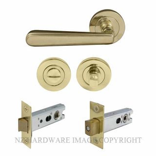WINDSOR 8237 PB VILLA 52MM ROUND ROSE PRIVACY SET POLISHED BRASS-LACQUERED