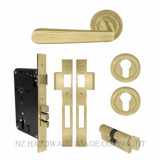 WINDSOR 8239 MSB VILLA 52MM ROUND ROSE E85 EURO LOCKSET MATT SATIN BRASS