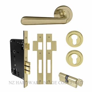 WINDSOR 8239 PB VILLA 52MM ROUND ROSE E85 EURO LOCKSET POLISHED BRASS-LACQUERED