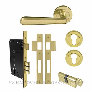 WINDSOR 8239 UB VILLA 52MM ROUND ROSE E85 EURO LOCKSET UNLACQUERED BRASS