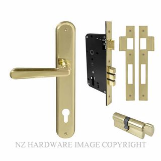 WINDSOR 8292 PB VILLA OVAL LONGPLATE E85 LOCKSET POLISHED BRASS-LACQUERED