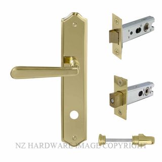 WINDSOR 8294 PB VILLA TRADITIONAL LONGPLATE PRIVACY SET POLISHED BRASS-LACQUERED