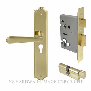 WINDSOR 8295 PB VILLA TRADITIONAL LONGPLATE E48 LOCKSET POLISHED BRASS-LACQUERED