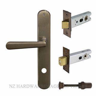 WINDSOR 8290 AB VILLA OVAL LONGPLATE PRIVACY SET ANTIQUE BRONZE