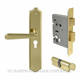 WINDSOR 8295 UB VILLA TRADITIONAL LONGPLATE E48 LOCKSET UNLACQUERED BRASS