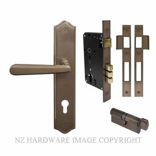 WINDSOR 8296 AB VILLA TRADITIONAL LONGPLATE E85 LOCKSET ANTIQUE BRONZE