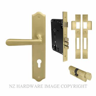 WINDSOR 8296 MSB VILLA TRADITIONAL LONGPLATE E85 LOCKSET MATT SATIN BRASS