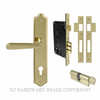 WINDSOR 8296 PB VILLA TRADITIONAL LONGPLATE E85 LOCKSET POLISHED BRASS-LACQUERED
