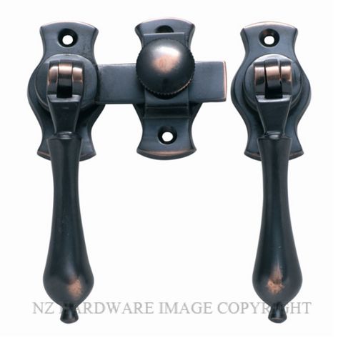 TRADCO 1183 AC FRENCH DOOR FASTENER TEARDROP ANTIQUE COPPER