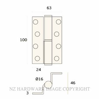 JNF IN.05.026.D HINGE 63X100X3MM RIGHT HAND SATIN STAINLESS