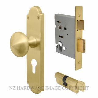 WINDSOR 3019 MSB VICTORIAN KNOB EURO E48 LOCKSET MATT SATIN BRASS