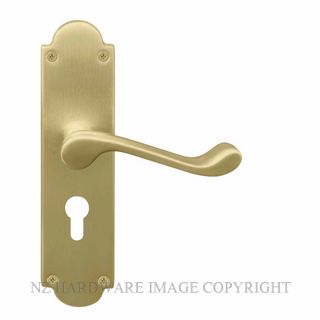 WINDSOR 3008-E48 MSB VICTORIAN LEVER LOCK - EURO 48MM MATT SATIN BRASS