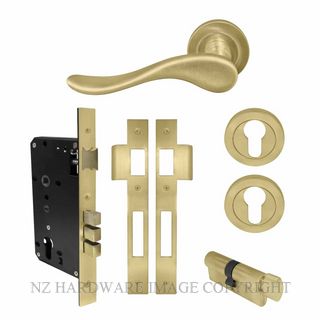 WINDSOR 8243 MSB HAVEN 52MM ENTRANCE LOCKSET ROUND ROSE MATT SATIN BRASS