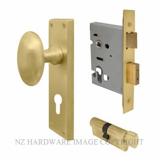 WINDSOR 5129 MSB KNOB OVAL PLATE EURO LOCKING SET MATT SATIN BRASS