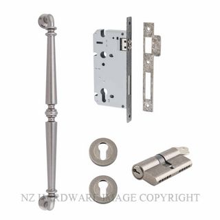 IVER 9387KENTR60KK SARLAT 485MM PULL HANDLE KEY-KEY ENTRANCE LOCK KITSET DISTRESSED NICKEL