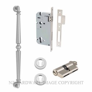 IVER 9389KENTR60KK SARLAT 485MM PULL HANDLE KEY-KEY ENTRANCE LOCK KITSET SATIN NICKEL