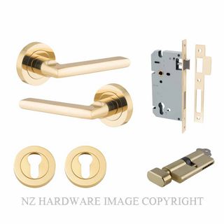 IVER 9210KENTR60KT BALTIMORE KEY-TURN ENTRANCE LOCK KITSET ROUND ROSE POLISHED BRASS