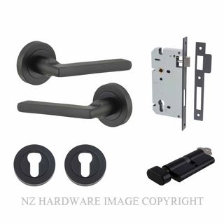 IVER 9213KENTR60KT BALTIMORE KEY-TURN ENTRANCE LOCK KITSET ROUND ROSE MATT BLACK