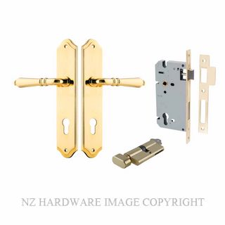 IVER 10212KENTR60KT SARLAT KEY-TURN ENTRANCE LOCK KITSET SHOULDERED PLATE POLISHED BRASS