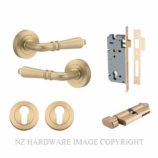IVER 9199KENTR60KT SARLAT KEY-TURN ENTRANCE LOCK KITSET ROUND ROSE BRUSHED BRASS