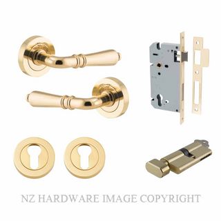 IVER 9200KENTR60KT SARLAT KEY-TURN ENTRANCE LOCK KITSET ROUND ROSE POLISHED BRASS