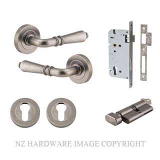 IVER 9207KENTR60KT SARLAT KEY-TURN ENTRANCE LOCK KITSET ROUND ROSE DISTRESSED NICKEL