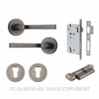 IVER 0327KENTR60KT ANNECY KEY-TURN ENTRANCE LOCK KITSET ROUND ROSE DISTRESSED NICKEL