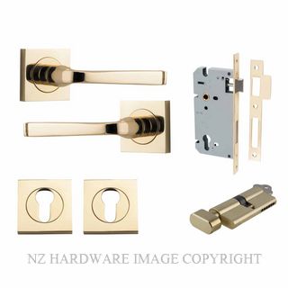 IVER 0390KENTR60KT ANNECY KEY-TURN ENTRANCE LOCK KITSET SQUARE ROSE POLISHED BRASS