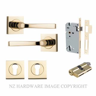 IVER 0390KENTR60KK ANNECY KEY-KEY ENTRANCE LOCK KITSET SQUARE ROSE POLISHED BRASS